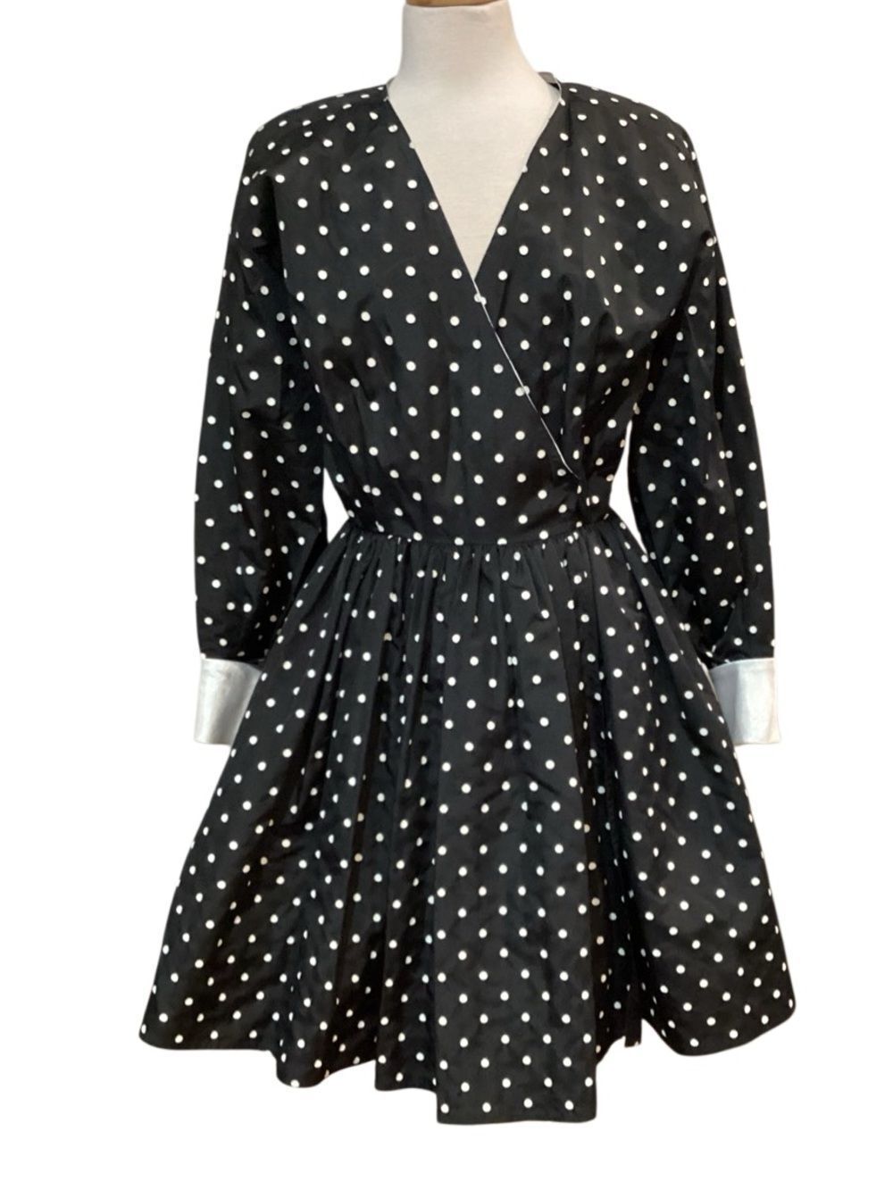 Vintage Cache Black Polka Dot Dress Tulle Size 8 - Picture 9 of 12